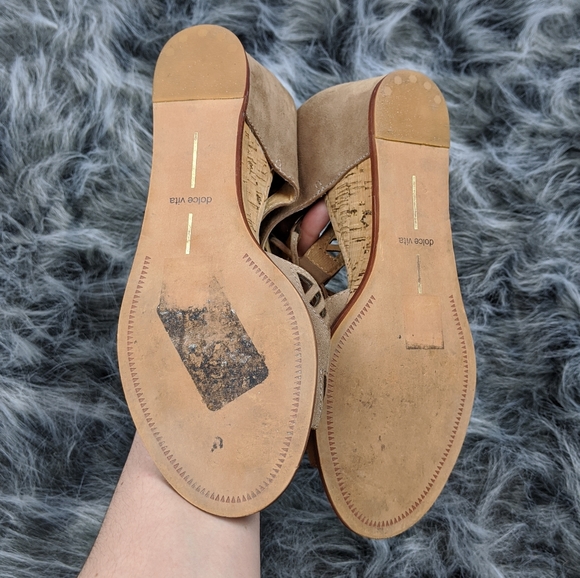 DOLCE VITA Linsey Lace Tan Wedges - Picture 8 of 10